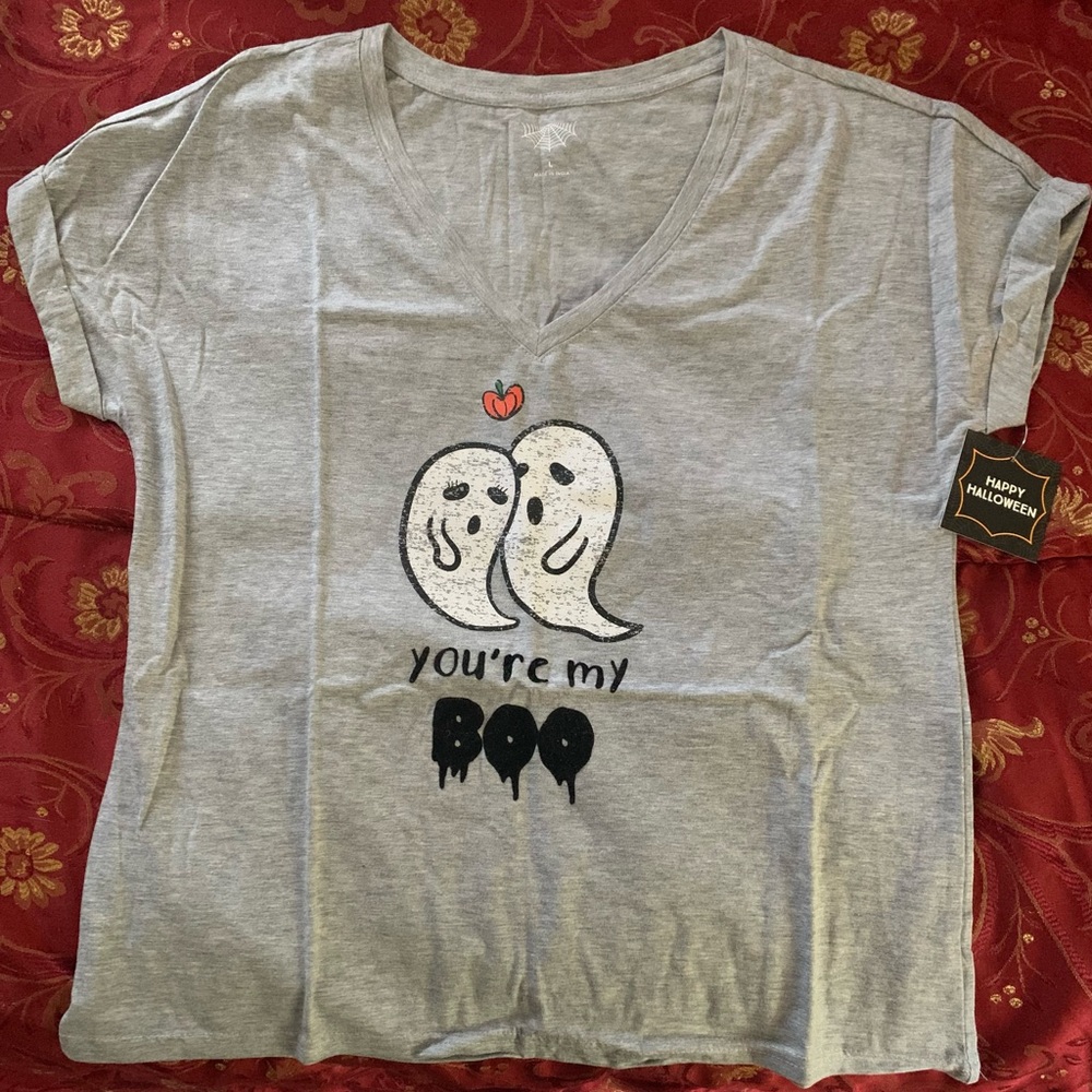 Ladies’ Large heather grey Halloween T-Shirt
